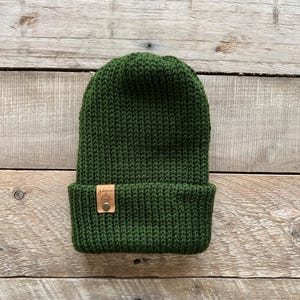 Dark green knit beanie, Basic Fitted beanie, Adult knit hat, Teen knit hat, Winter hat, Gift for anyone, Knitted hat handmade