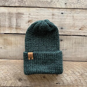 Heathered green knit beanie, Basic Fitted beanie, Women knit hat, Men knit hat, Winter hat, Gift for anyone, Knitted hat handmade