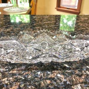 Stunning Vintage 1876-1916 ABP crystal relish dish. American Brilliant Period. Vintage Glass. Relish/Olive Dish.