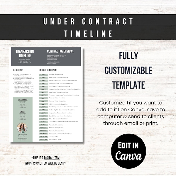 Under Contract Template Etsy
