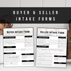 Buyer and Seller Questionnaire - Digital Download  |  Buyer and Seller Intake Form |  Real Estate Template