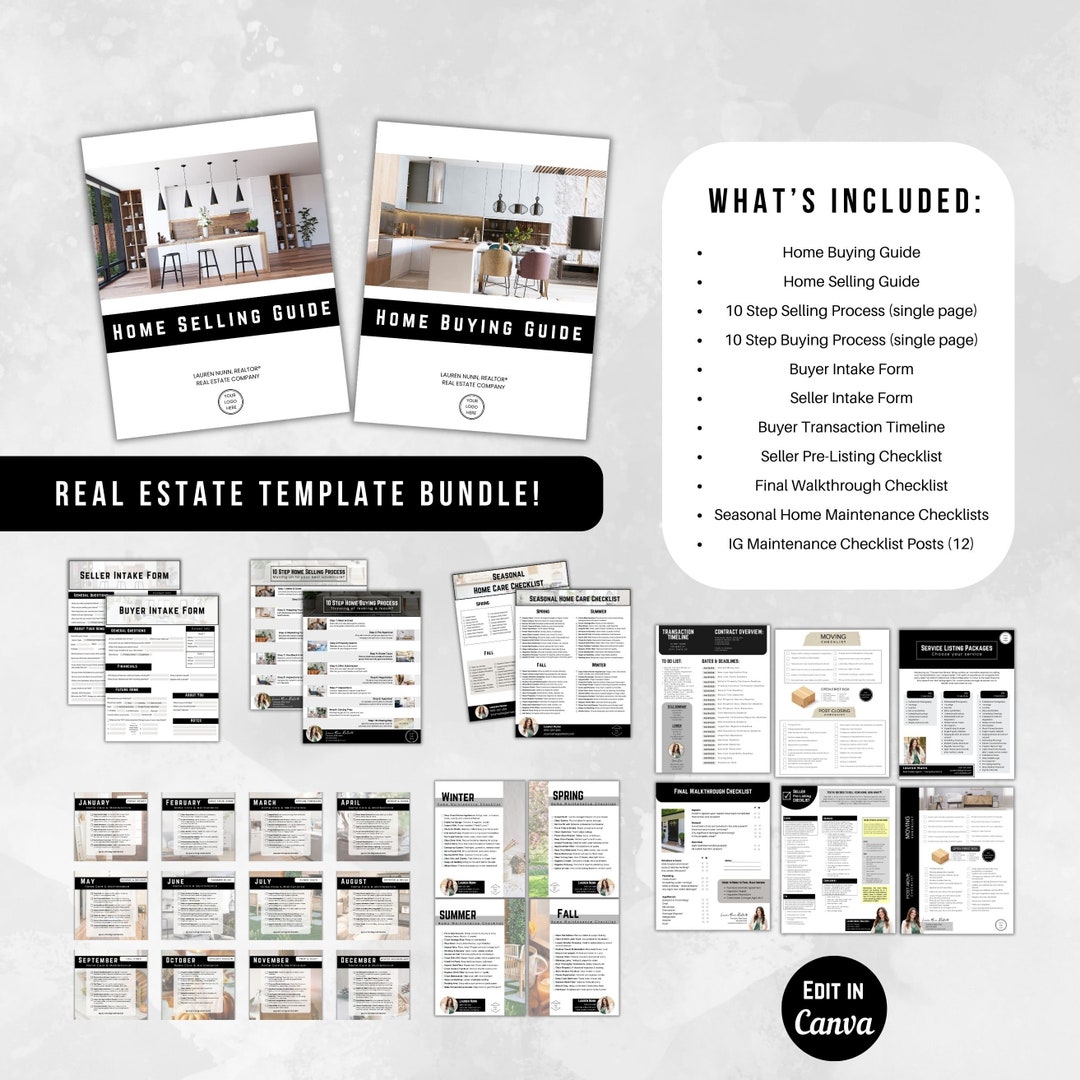 Real Estate Templates Bundle Real Estate Marketing Canva Editable ...