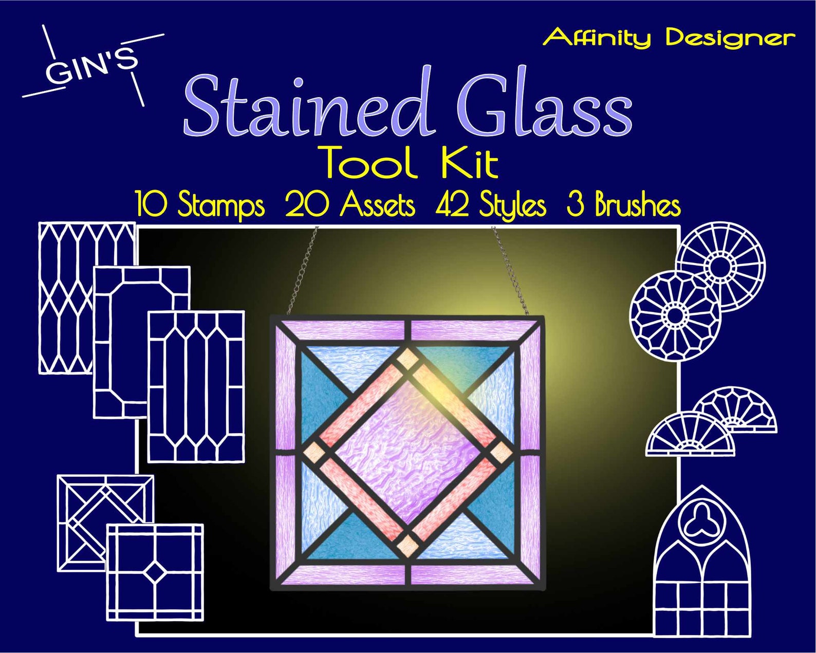 Affinity Designer Stained Glass Tool Kit Brushes Assets Etsy