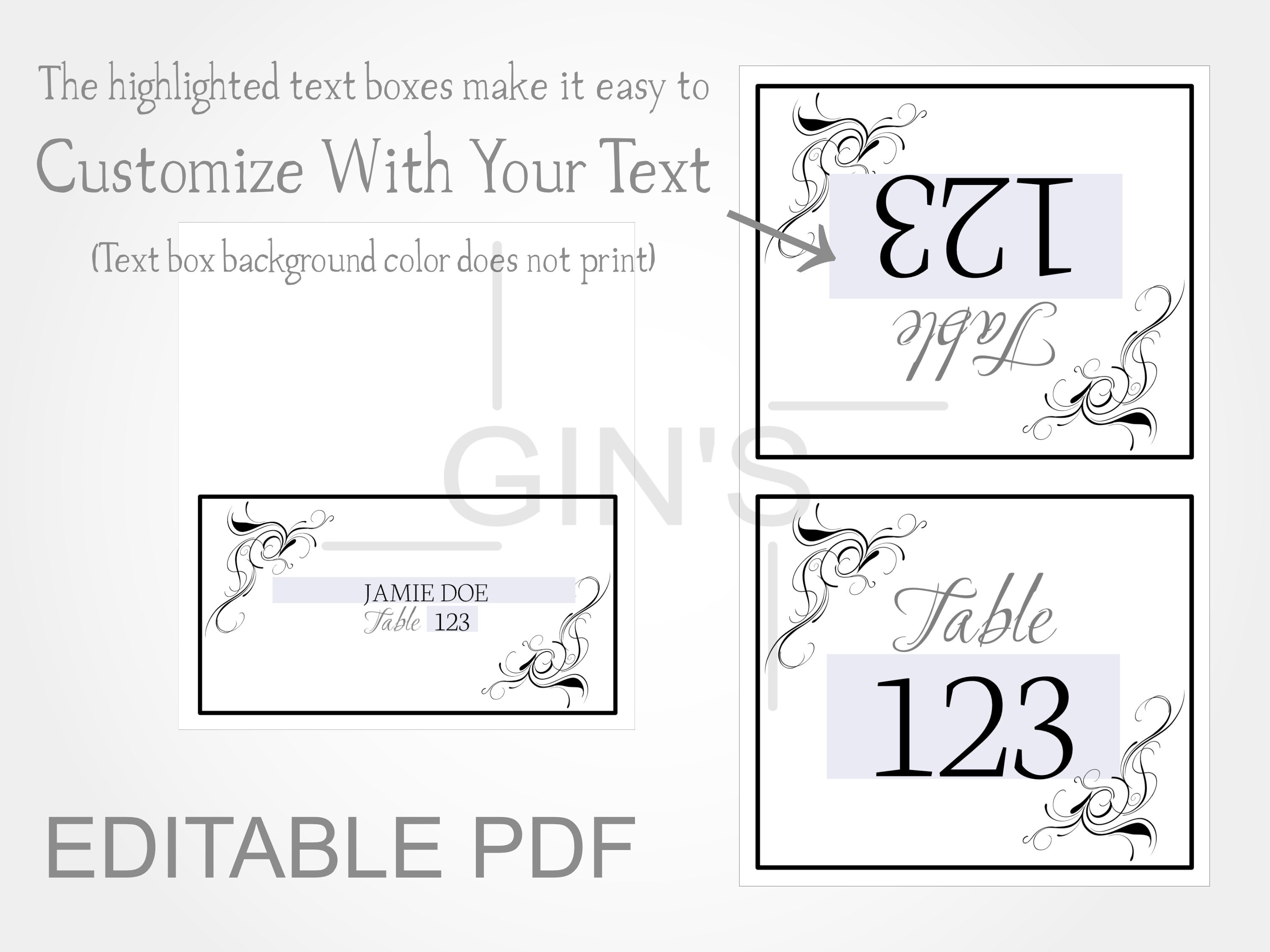 Wedding Table Cards Editable Printable PDF | Etsy