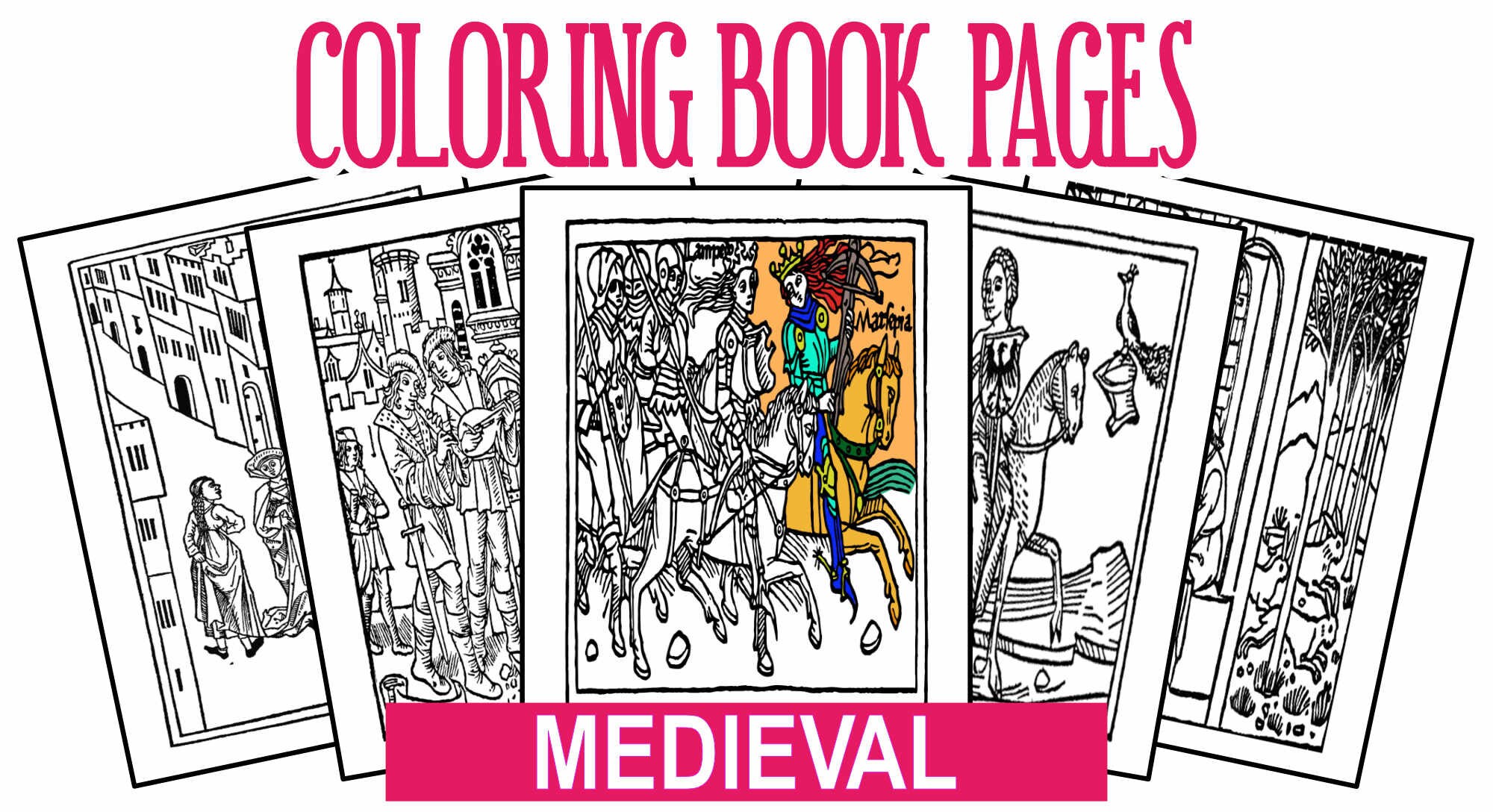 Coloring Book Pages-Medieval | Etsy