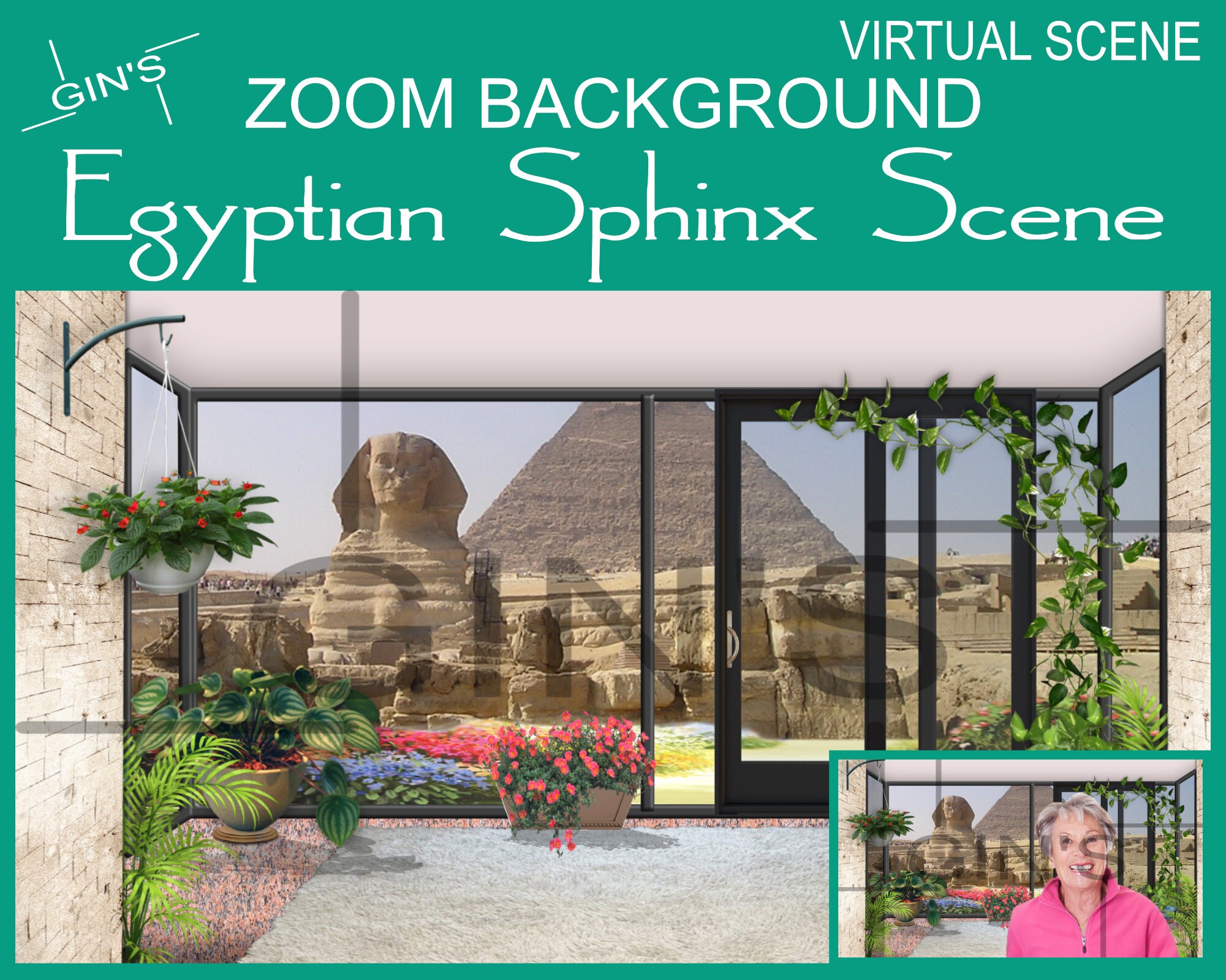 Zoom Background Egyptian Sphinx Virtual Scene Etsy