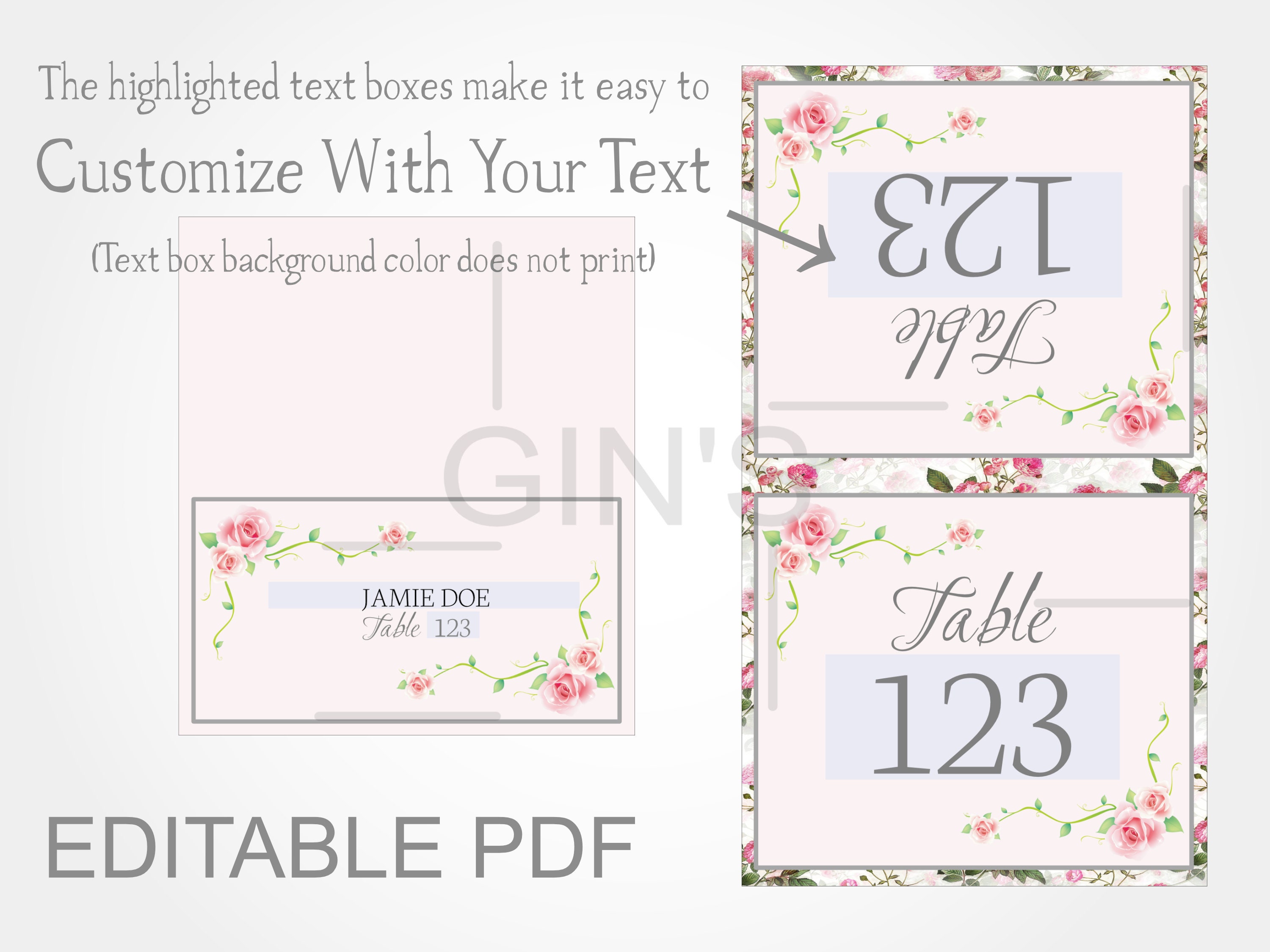 Wedding Table Cards Editable Printable PDF | Etsy