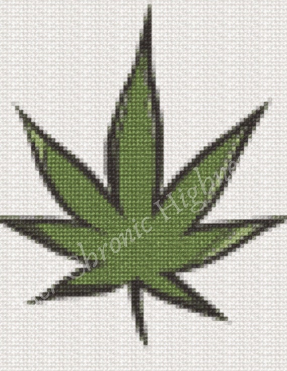 Cannabis Leaf Cross Stitch Pattern Marijuana Crossstitch Weed Etsy