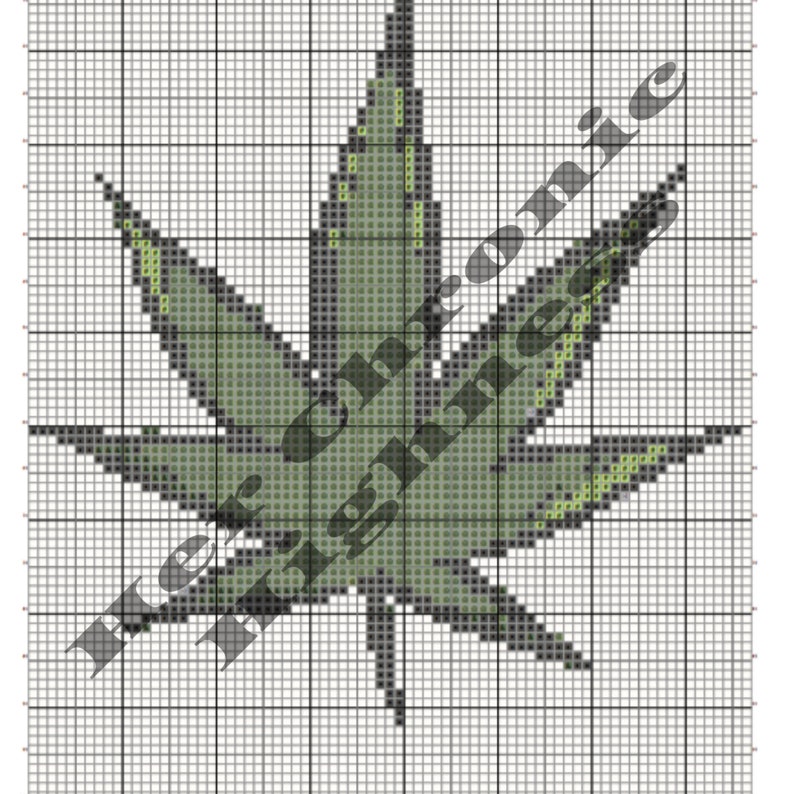 Cannabis Leaf Cross Stitch Pattern Marijuana Crossstitch Weed Etsy