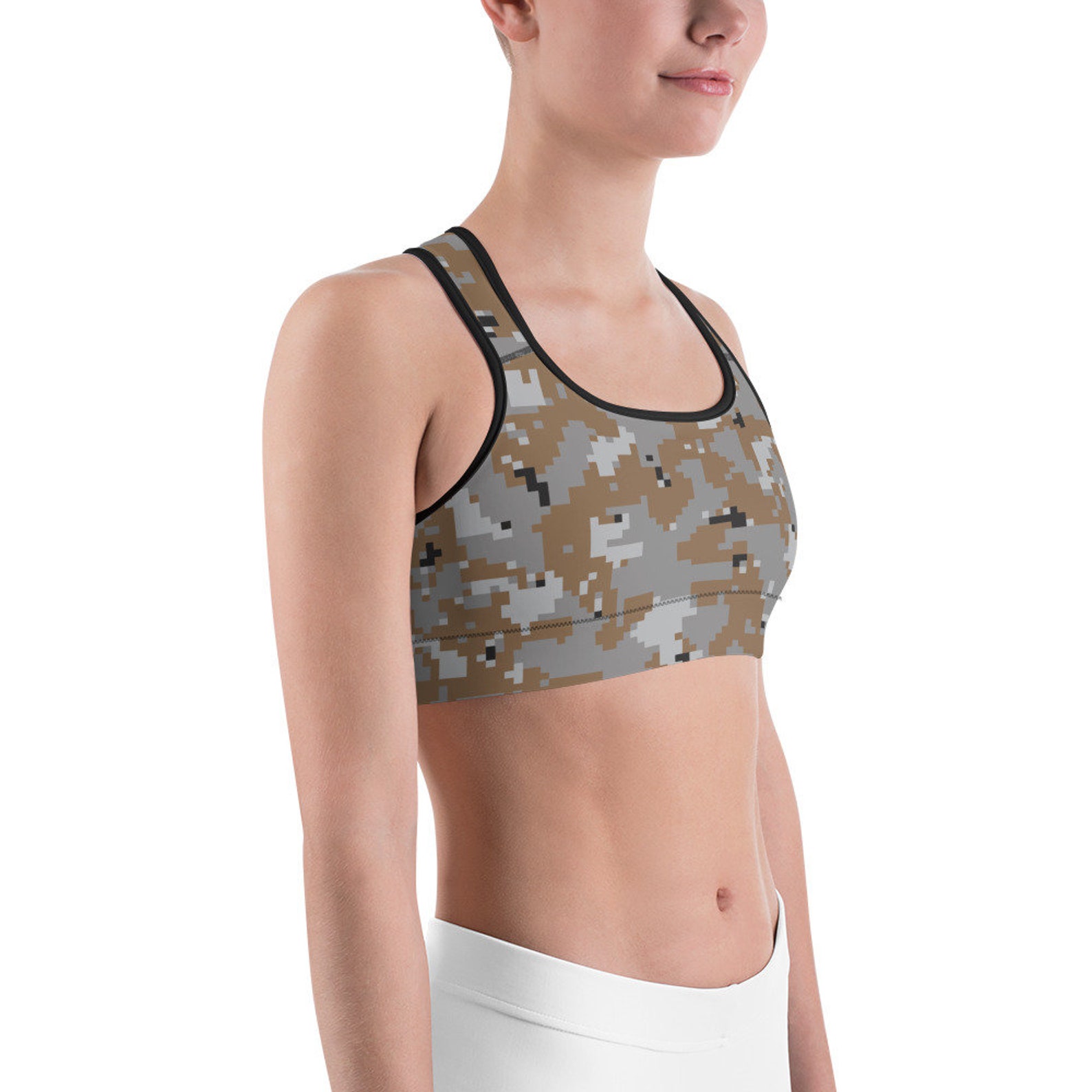 Army Camo Brown Sports Bra Comfy Sports Bra Fitness Etsy