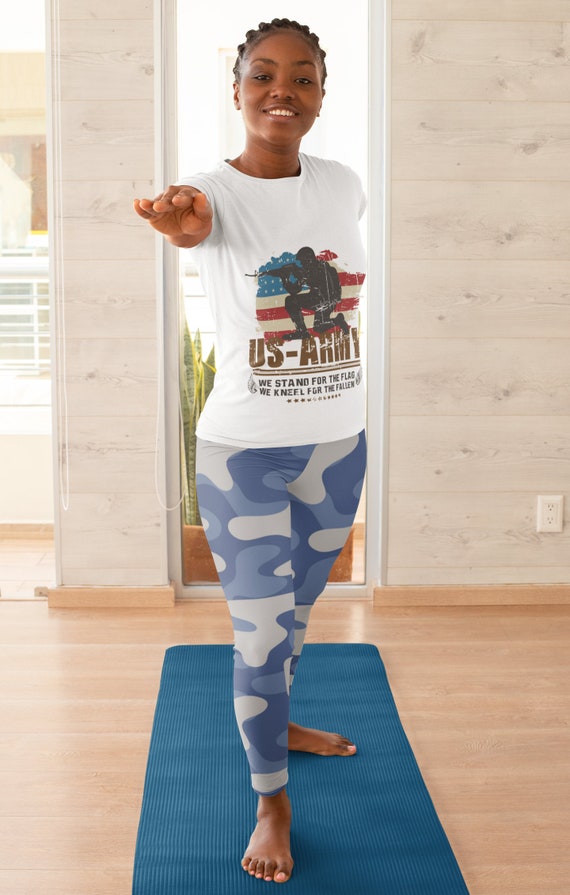 blue camo yoga pants