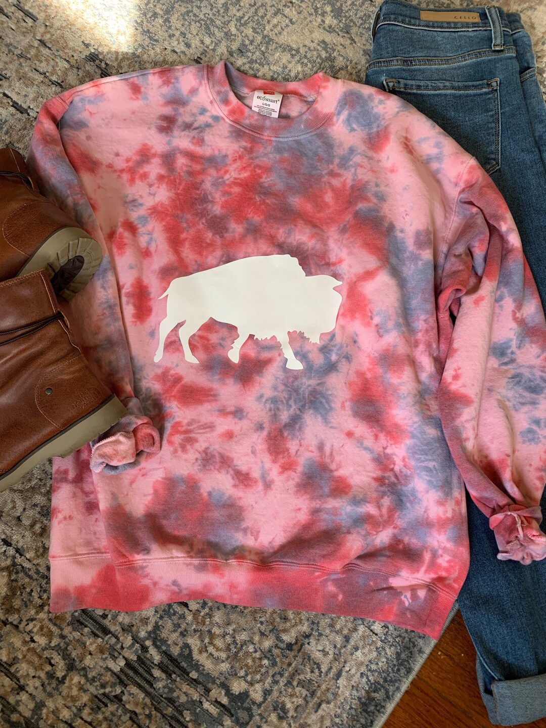 Buffalo Bills Tie Dye Crewneck Sweatshirt Buffalo Bills - Etsy