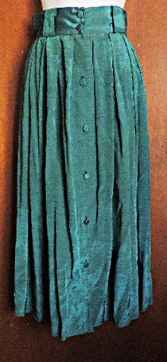 80s Comfonix Emerald green box pleated Rayon dress