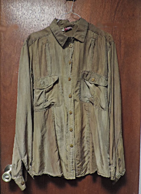 Bianca Sandwash 100% Silk vintage button shirt blo