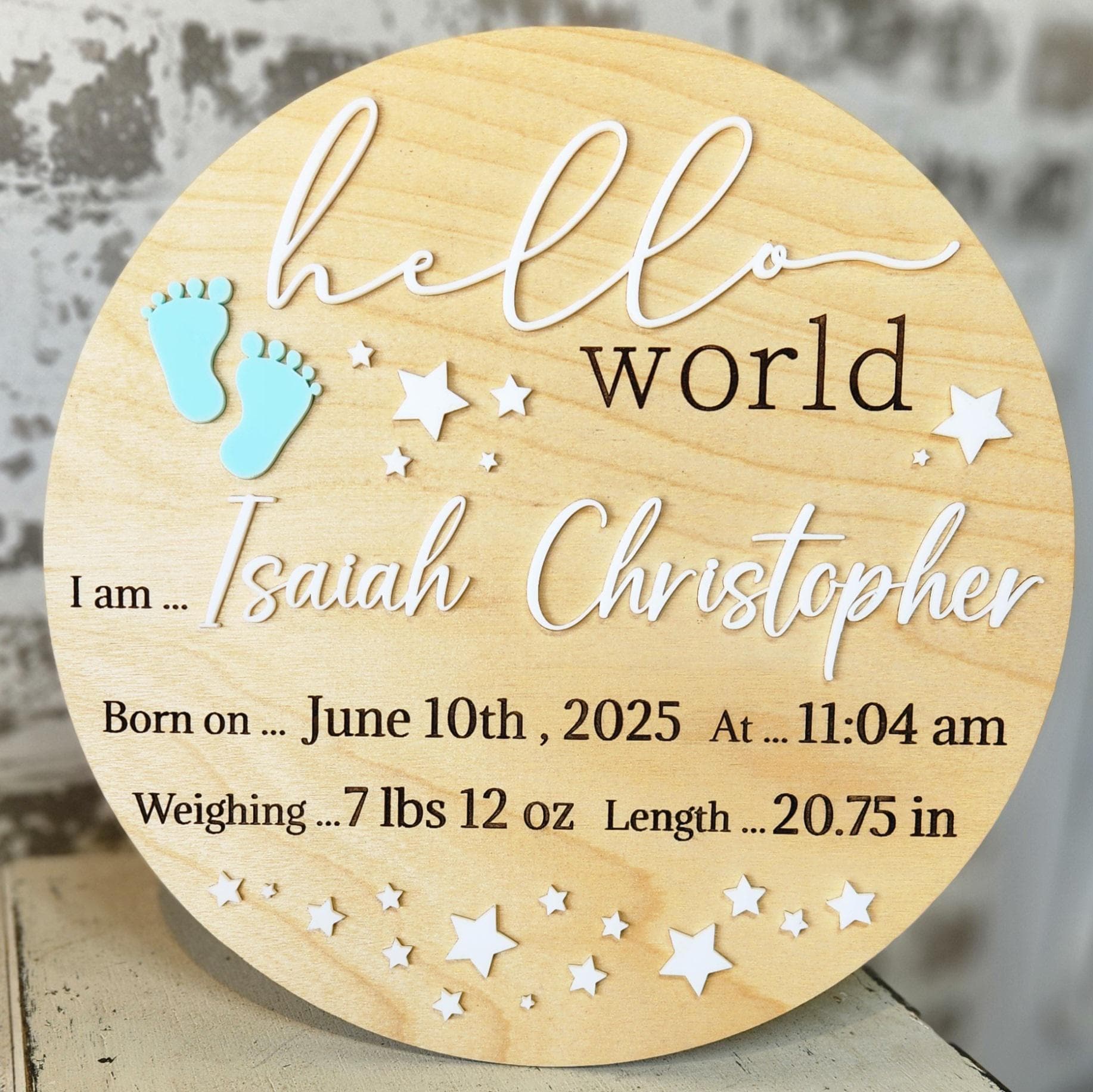 Personalized Baby Birth Stats Sign: Layered Wood Nursery Decor - Etsy