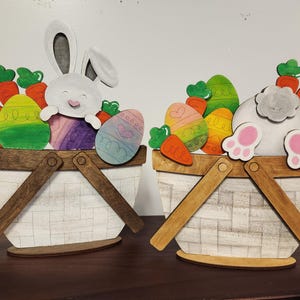 Hand Painted Easter Bunny Basket Insert: Interchangeable Holiday Decor