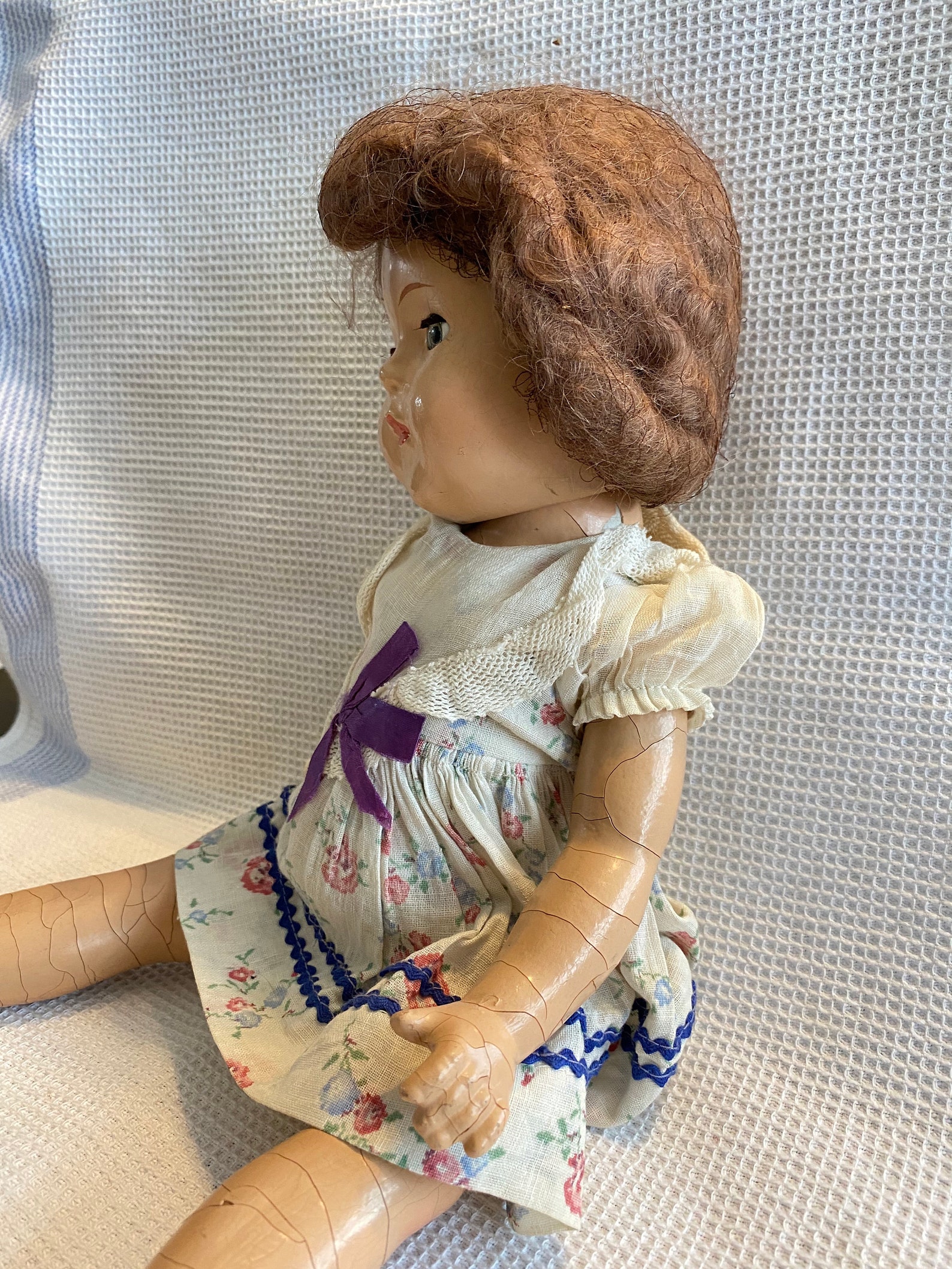 Vintage fully articulated Doll in a dress and real leather Etsy