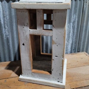 Reclaimed Barn Wood Candle Lantern: Rustic Home Decor Centerpiece