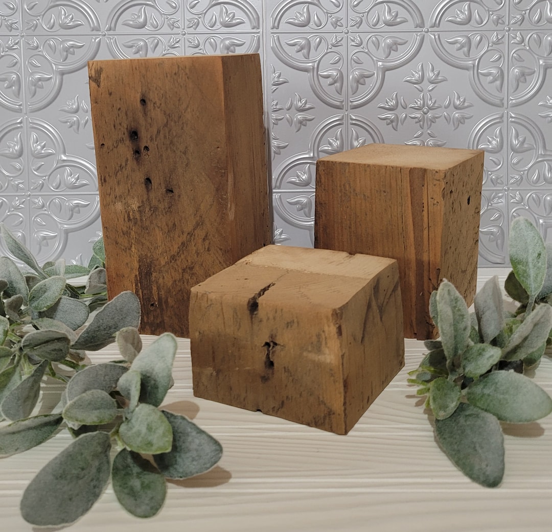 Wood Block Risers, Reclaimed Wood Riser, Farmhouse Decor, Plant Stand, Vintage, Craft Show