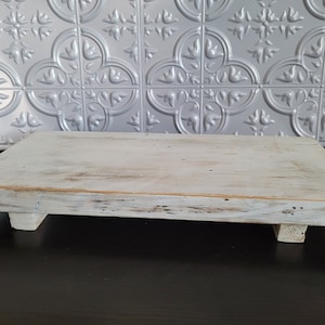 Rustic White distressed reclaimed barn wood riser, wood tray, white chippy,handmade home decor, farmhouse decor, modern farmhouse decor