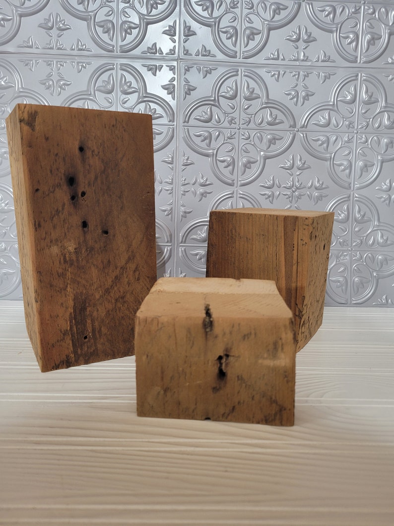 Reclaimed Barnwood Riser, Rustic Wood Block Display, Farmhouse Decor - Etsy