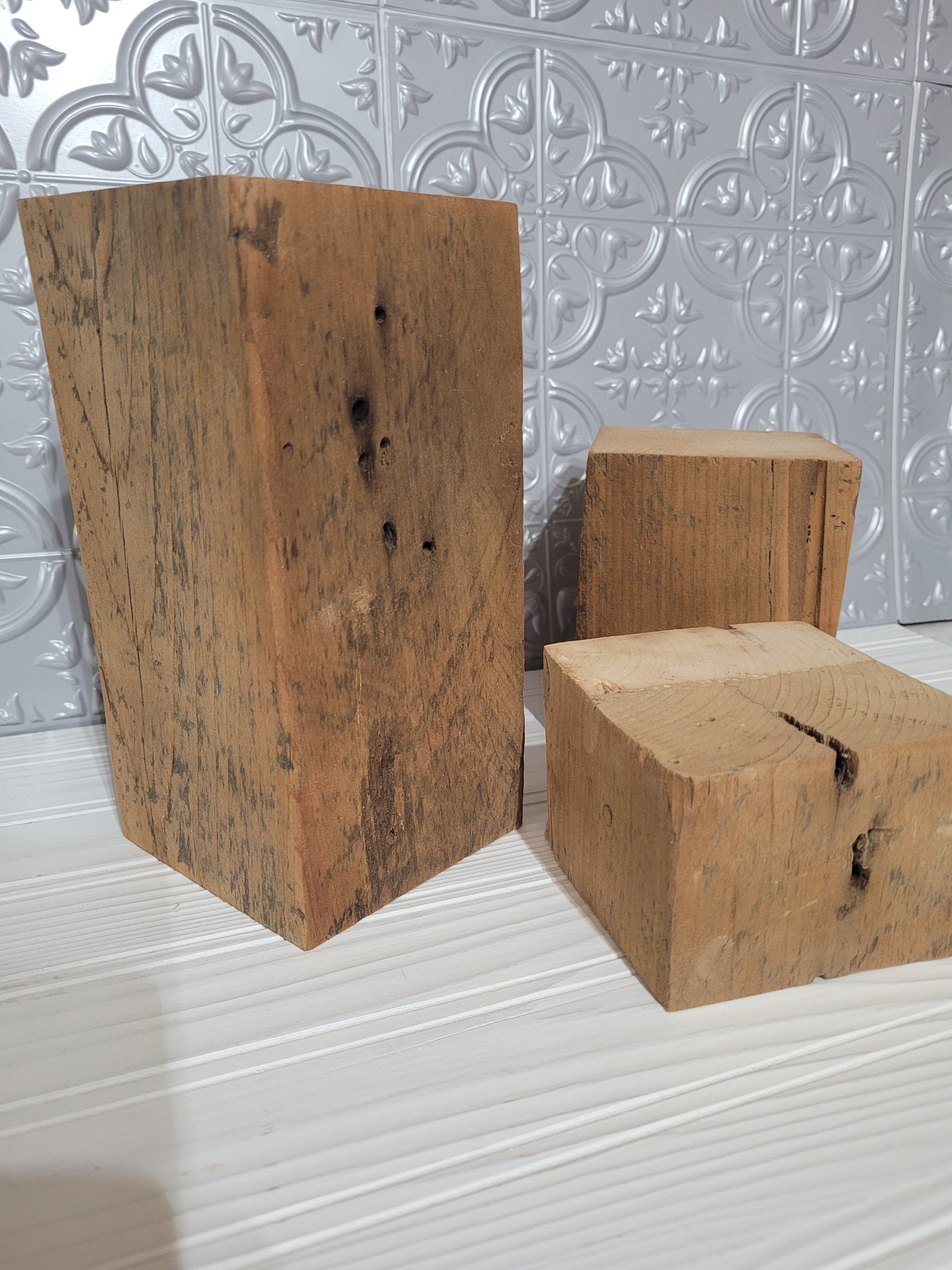 Reclaimed Barnwood Riser, Rustic Wood Block Display, Farmhouse Decor - Etsy
