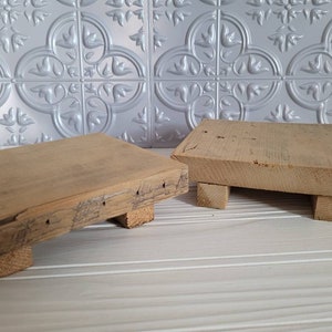Rustic Wood Riser Set: Mini Barnwood Plant Stands, Farmhouse Decor