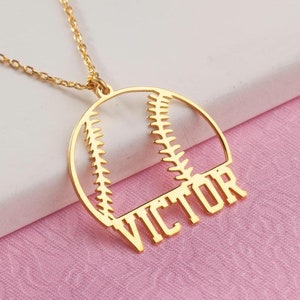 14K Solid Gold Baseball Mom Necklace, Personalized Jersey Number Pendant, Sports Jewelry, Softball Charm, Trainer Gift, Birthday Gift For Her
