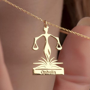 14K Solid Gold Scales Of Justice Necklace, Personalized Lawyer Pendant, Graduation Gift For Her, Justice Jewelry, Attorney Judge Necklace
