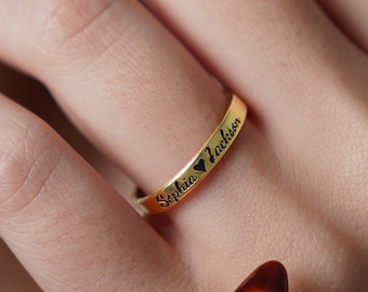 Anello personalizzato con nome in argento sterling 925, anello impilabile personalizzato
