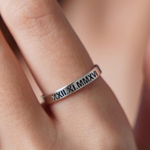 Personalized Sterling Silver Ring, Custom Engraved Word Ring