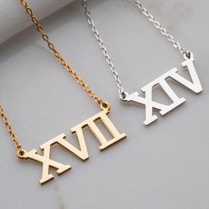 Silver Roman Numeral Necklace Date Necklace Personalized Number Necklace Custom Year Necklace Wedding Day Jewelry Memorial Gifts