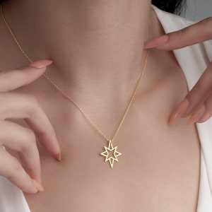 North Star Necklace, North Star Pendant, Celestial Jewelry, 18K Gold Plated. 925 Silver Star Necklace, Galaxy star Pendant, Gift for Her