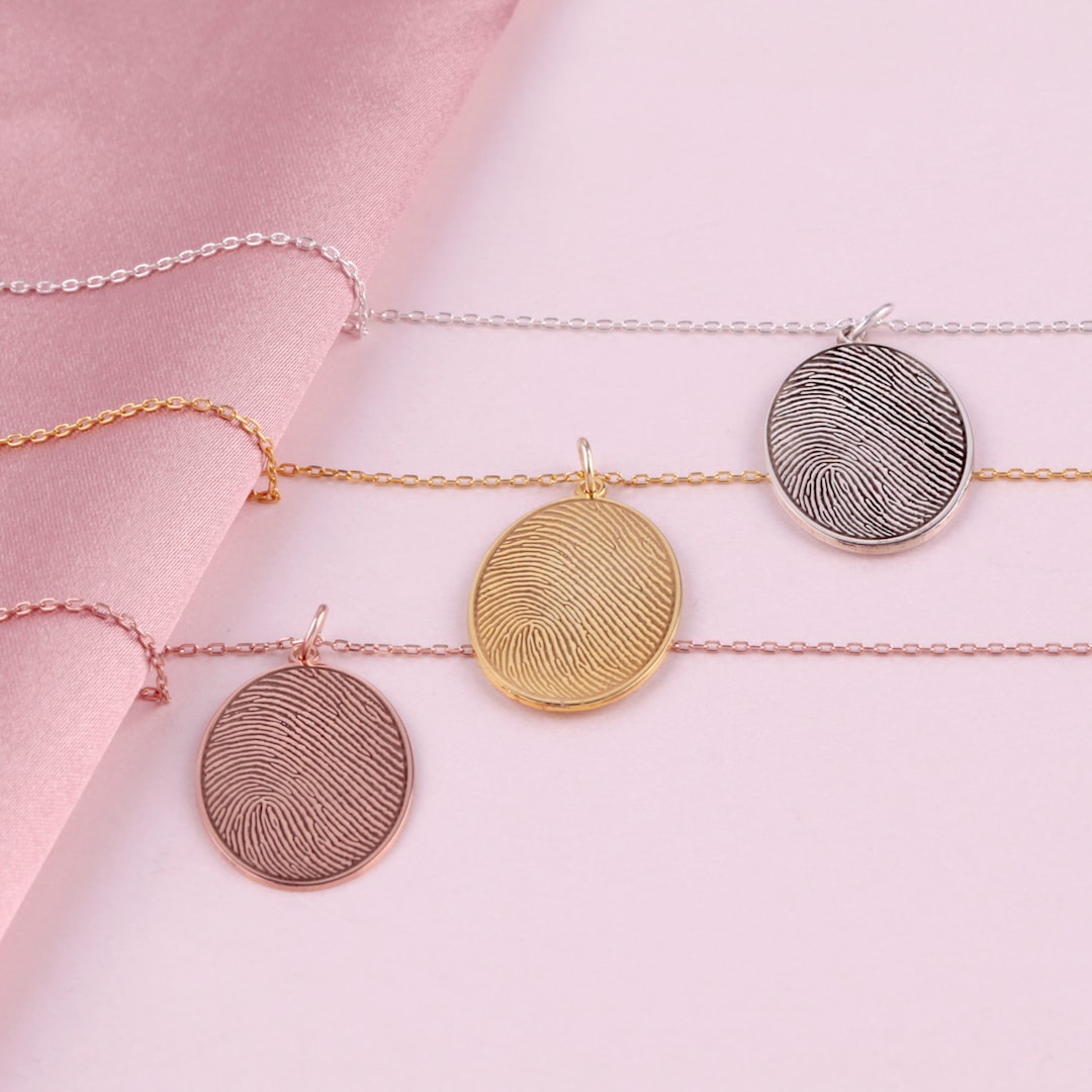 Fingerprint Necklace, Engraved Necklace, Fingerprint Jewelry, Memorial Jewelry, Personalized