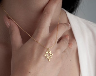 Gift for Her, Celestial Jewelry, Valentine's day,  Gold necklace, North Star Sterling Silver jewelry, Layering Necklace
