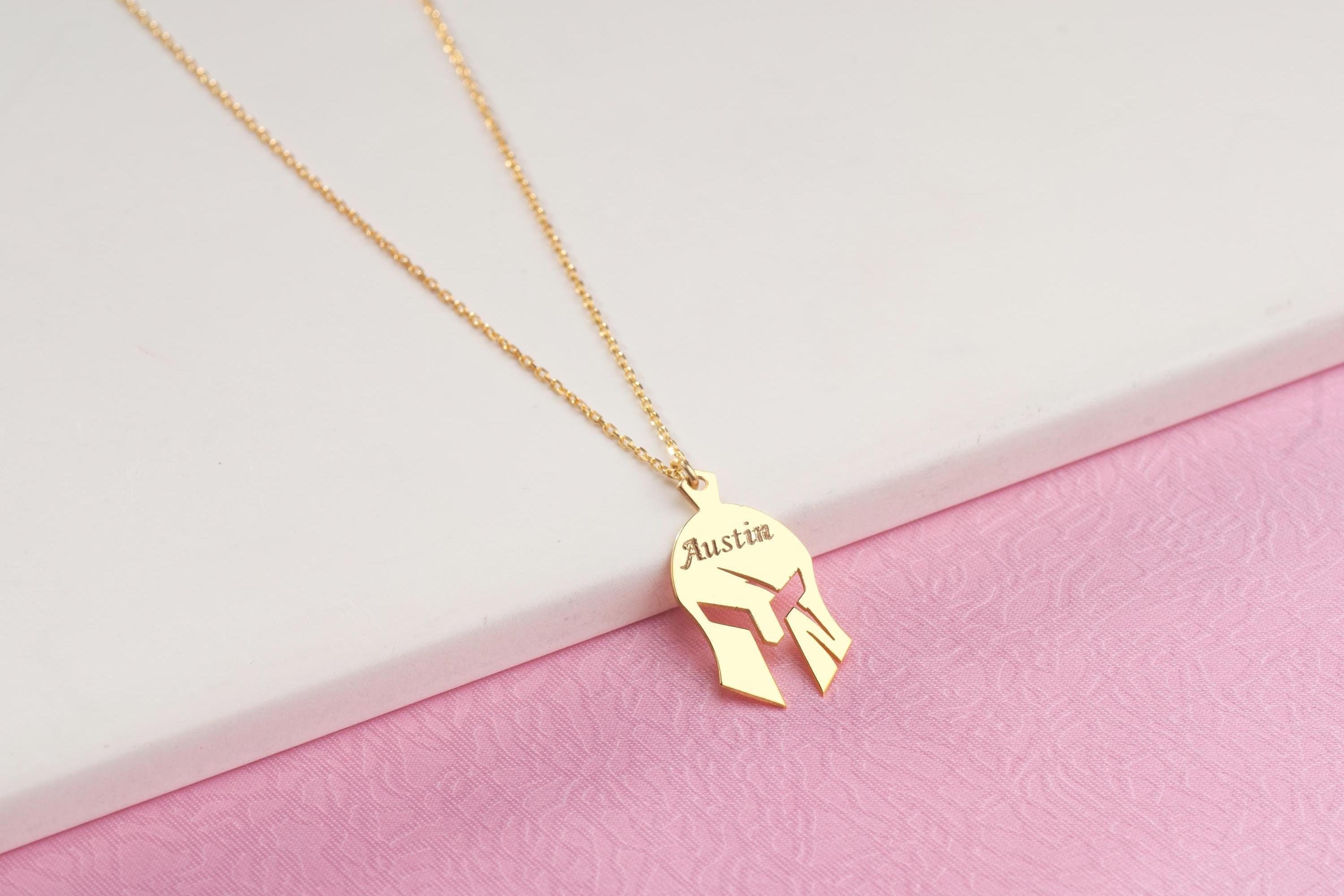 Personalized Spartan Warrior Necklace, Cancer Survivor Gift, Helmet Pendant, Personalized Jewelry, Leonidas Charm, Gladiator Necklace