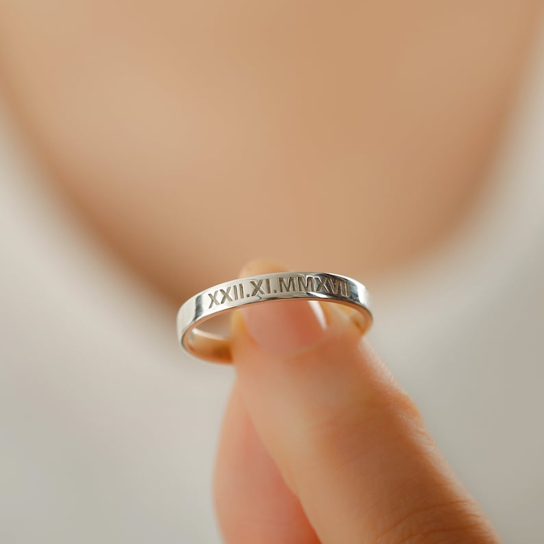 Engraved Rings, Wedding Day Gift, Personalized Rings, Stacking Rings, Gift for Her, Rings for Women, Name Rings, Custom Rings, Wedding Ring