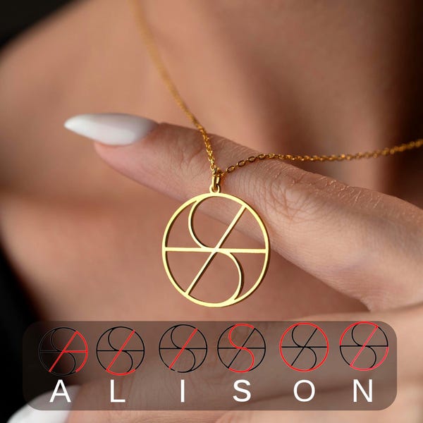 Custom Hidden Name Necklace - Personalized Secret Message Monogram Jewelry - Minimalist Geometric Pendant - Meaningful Custom Gift for Her