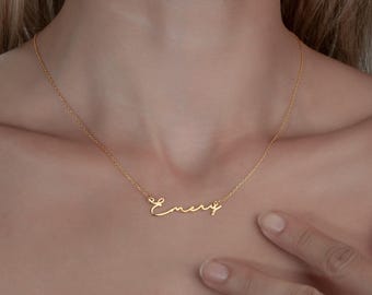 Signature Name Necklace 925 Sterling Silver, Personalized Signature Necklace, Custom Name Necklace,  Dainty Name Jewelry,  NN123