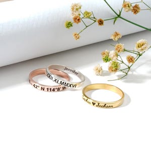 Personalized Date Ring for Her, Love Couple Rings, Couple Name Rings ...