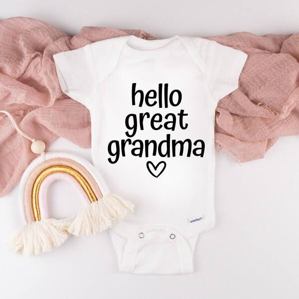 Pregnancy Announcement Great Grandparents Hello Great Grandma or Great Grandpa Onesies® Bodysuit Surprise Pregnancy Reveal Onesie®