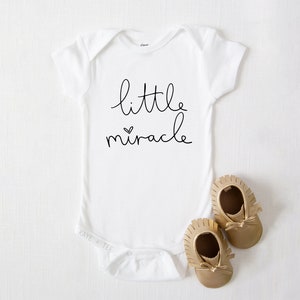 Little Miracle Baby Bodysuit. Pregnancy Announcement  | Baby Gift Hand Lettered Style - Little Miracle One Piece Shirt for Baby