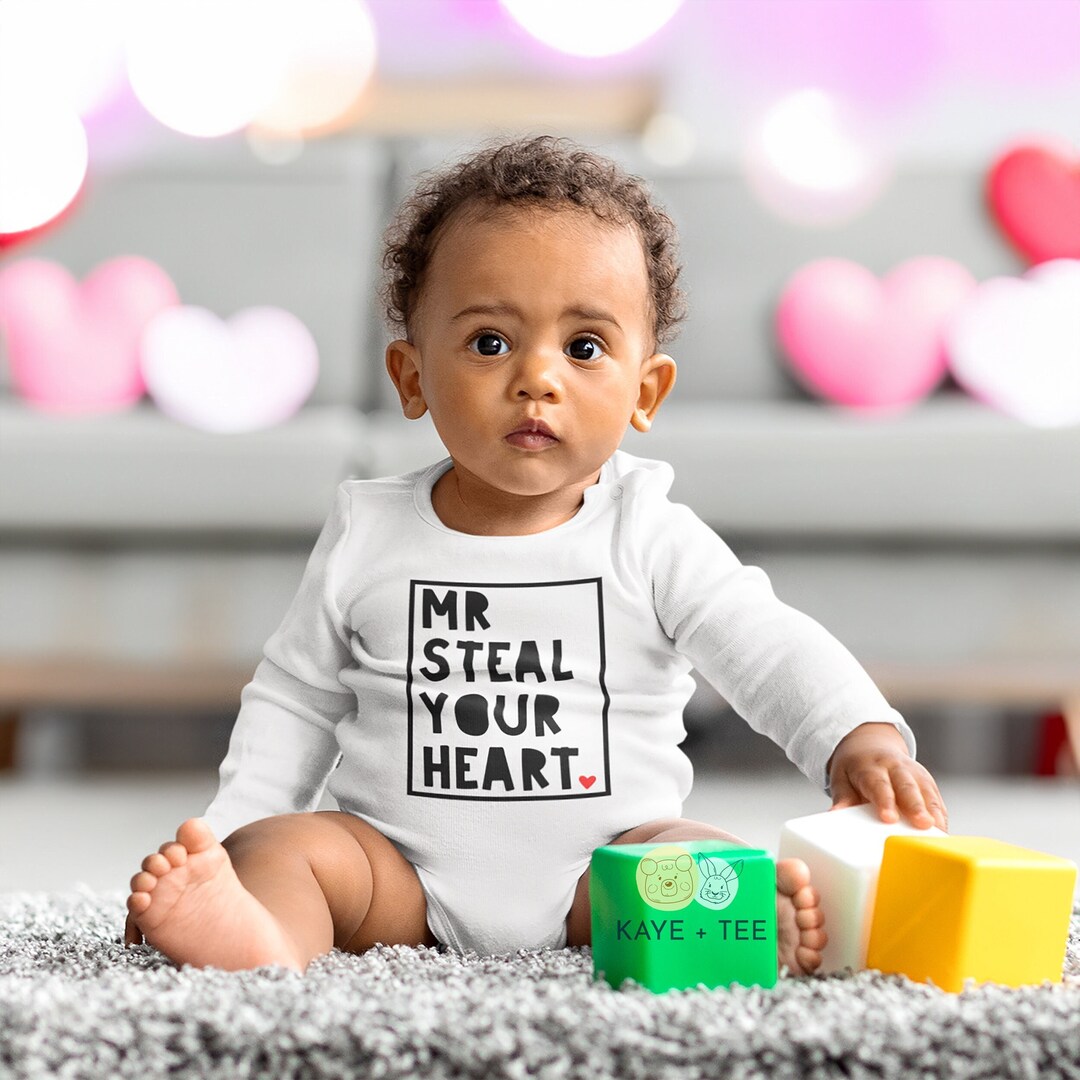 Baby Boy Valentine's Day Shirt Mr. Steal Your Heart Baby Bodysuit Cute