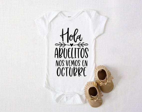 Anuncio de embarazo Hola Familia Onesie® / Anuncio de embarazo en español /  Anuncio de embarazo para abuelos / -  España