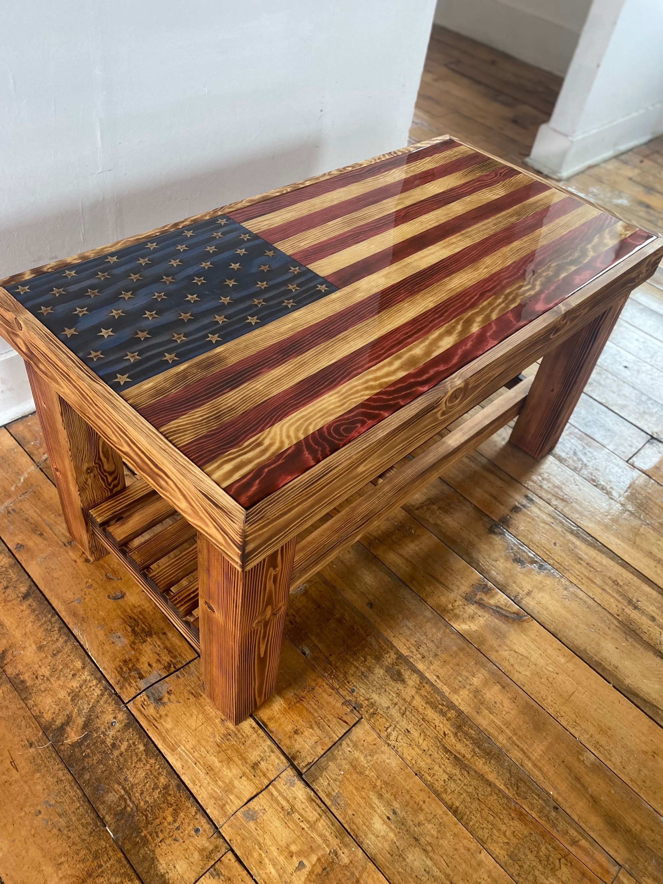 Rustic flag coffee table deals