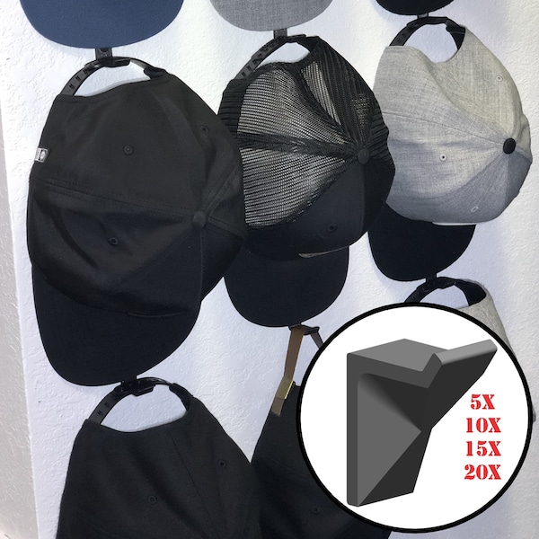 Adhesive Hat Hangers 5x 10x 15x 20x | Modern Hat Hooks | Hangers to organize and hold hats of all types
