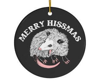 Merry Hissmas Screaming Possum Ceramic Ornament, Opossum Ornament, Funny Christmas Ornament, Gift for Friend, Possum Gift, Possum Decor