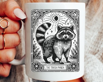 Raccoon Tarot Card Mug, The Trash Panda Raccoon Mug, Funny Raccoon Mug, Raccoon Gifts, Funny Gift for Friend, Trashcore Mug, Funny Mug Gift