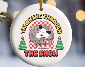 Opossum Ornament, Trashing Through the Snow, Merry Trashmas, Funny Opossum Ornament, Funny Gift for Possum Mom, Animal Christmas Decor