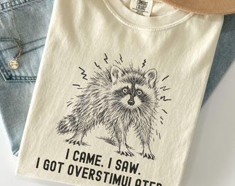 Funny Raccoon Shirt, Overstimulated Raccoon Sweatshirt, Sarcastic Quote Shirt, Introvert Shirt, Mood Shirt, Raccoon Lover Gift